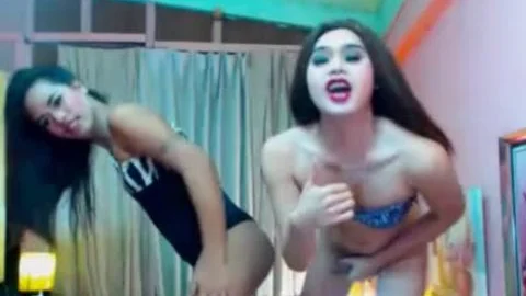 Two pretty ladyboys In Thirst For Sex