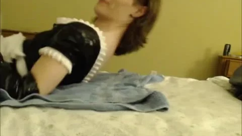 filthy ladyman In French Maid Outfit Selfsucks Her Large dick For gigantic O!