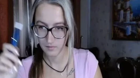 blonde transsexual Shows Her melons In Live