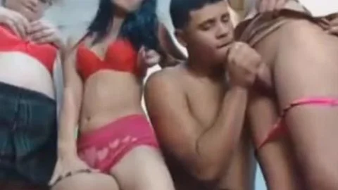 lucky teen Ravages tgirl And Two Females