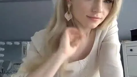 sexy blonde ladyboy Handles A butt plug dildo, Live