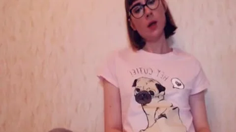 wild Russian shemale In Glasses Strokes Her tiny shlong