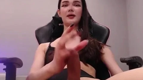 Skinny And Tall Russian legal age teenager Transgirl In lingerie Tugs Her penis On cam