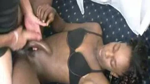 Flat Chested ebon tranny engulfing White