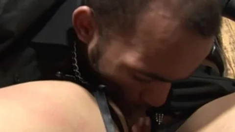 teen shemale In black stockings receives nailed By A man whilst In bondage