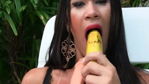 Sensual tgirl Erika Lee Masturbates With A Banana And Sticks A vibrator Up Her anal