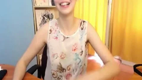 adorable Short Hair teen shemale Teasing And Cumming On webcam