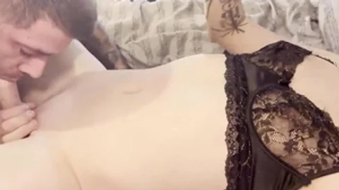 lovely blonde T-beauty Dominating Her lad