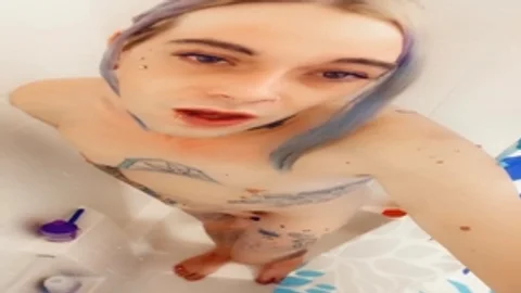 nice-looking beauty nude Taking A Shower