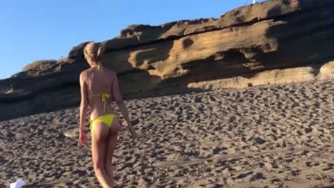 Very sexy tranny Masturbating And engulfing penis (cumshots) On The Beach