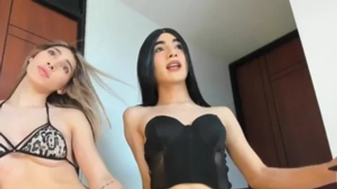 tranny pair Jerking Their large Shaft